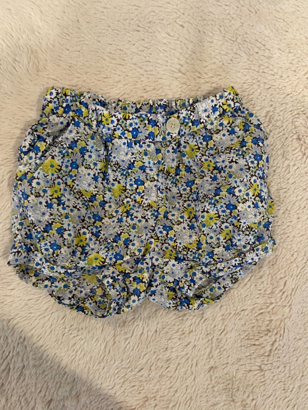 Bonpoint Blue Yellow Floral Print Bloomers Shorts Size 2A Toddler Kids